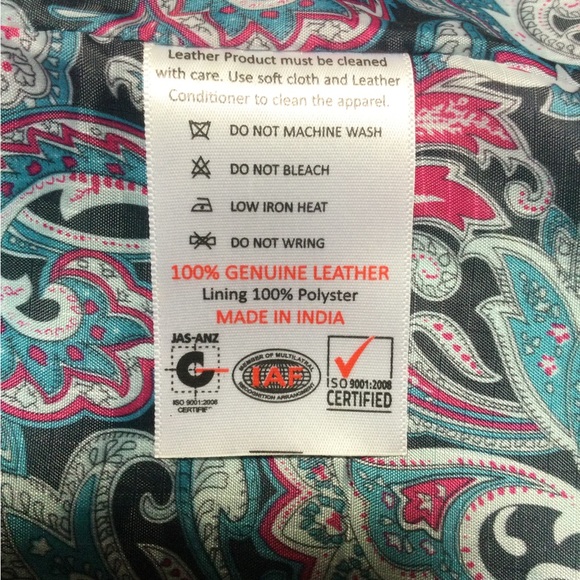 Turquoise leather jacket worn once. - Picture 4 of 4